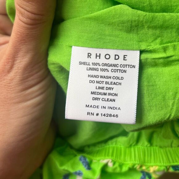 NWT RHODE Azure Top & Willow Skirt in Lime Diamond Stitch Puff Sleeve Paisley - Picture 9 of 10